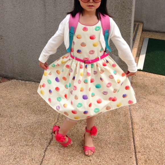 Girl’s French Macarons, Iced Gem Biscuits and Donuts Afternoon Tea Dress - Picture 1 of 12
